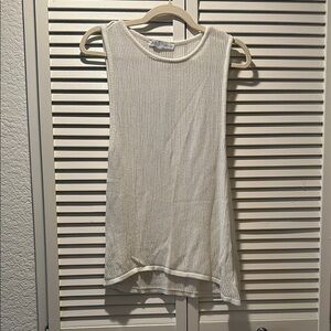 Zara Cream Ribbed Asymmetrical Tank Top